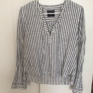 A&F striped lace up top